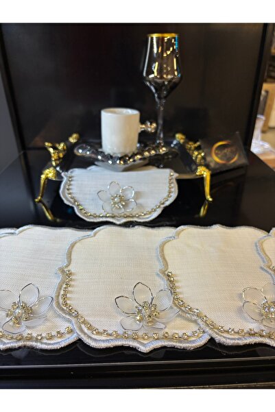 ARS HOME DEKOR Design Model Coffee Side 6-Piece Silver Stone Cocktail Napkin, Presentation Napkin