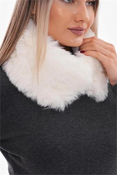 Neşeli Butik Women's Ecru Winter Magnetic Neck Collar Nbaks038