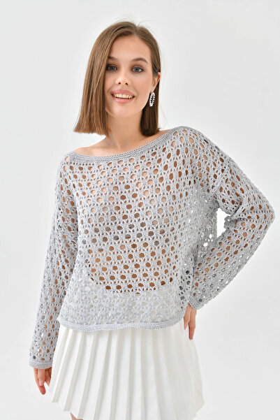 Park Karon Women's Boat Neck Knit Detail Sweater