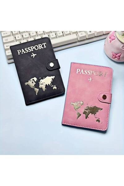 Beypa Ticaret Pasaport Kılıfı Desenli-Tokalı Çift 2 li