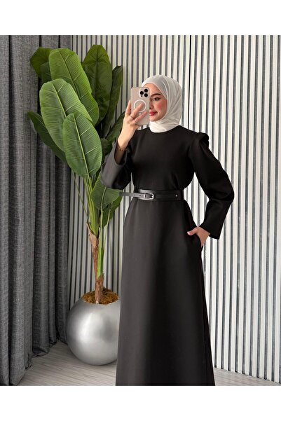 Molly Nelly Women's Shoulder Detailed Belted Dress