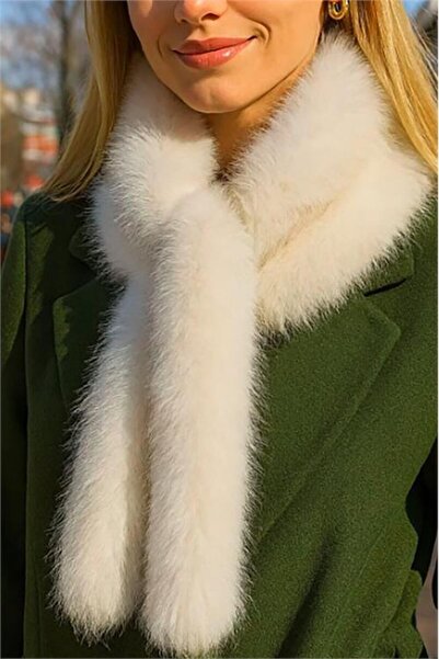 Neşeli Butik Women's Ecru Fur Collar Nbaks030