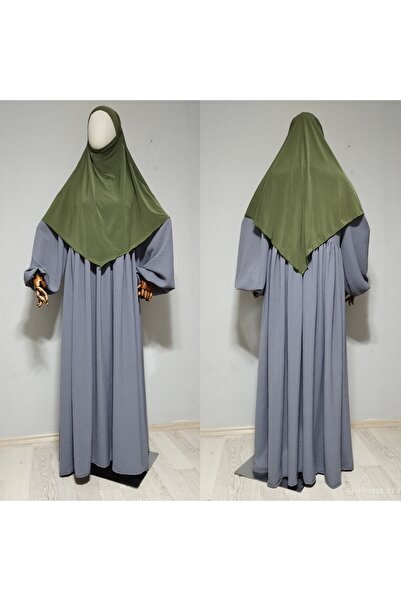 AHRAR tesettür Short Length Sandy Souffle Khimar Ready to Wear Hijab Scarf Khaki