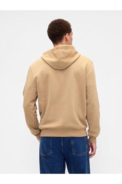 GAP Men's Cream Logo Relaxed Fleece Zip-Up Sweatshirt
