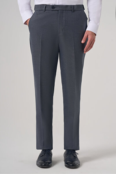 Morven Men's Navy Blue Polyviscon Trend Patterned Dynamic Fit Trousers