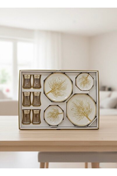 Herencia Altın detaylı 18 parça pasta takımı