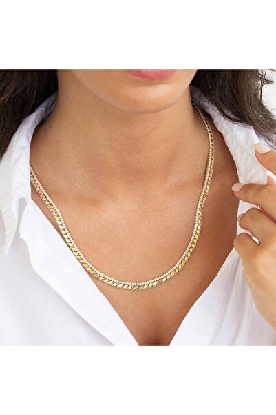 NİSERAJEWELLERY Tasarım Taşlı Halep Altın Zincir - Pullu Altın Zincir