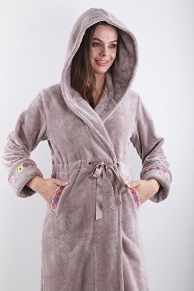 Wild Love Παλτό με κουκούλα με κέντημα από 100% μπαμπού – Μαλακά, ζεστά και κομψά ρούχα για το σπίτι