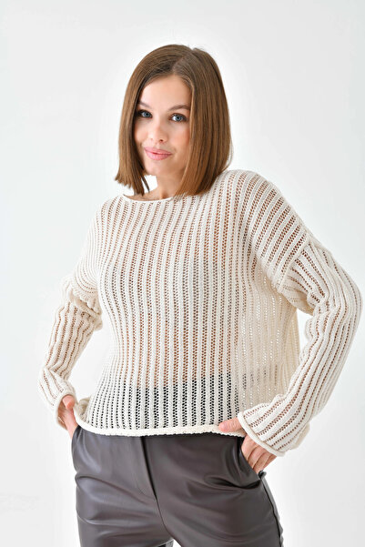 Park Karon Pulover de tricotat supradimensionat cu guler lat pentru femei