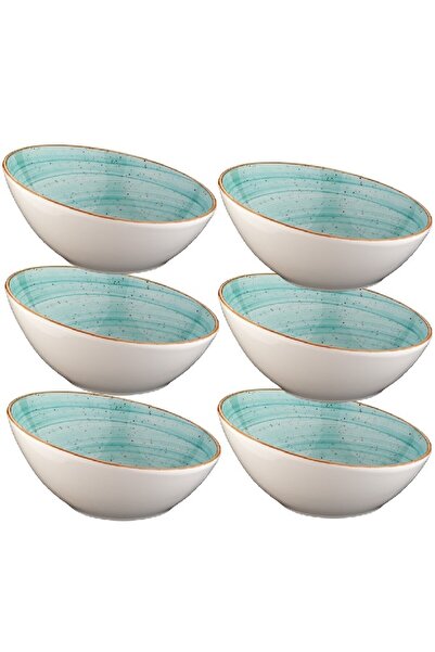 Bonna Σετ 6 μπολ με λοξότμητη λαβή από πορσελάνη Aqua 18cm 400ml