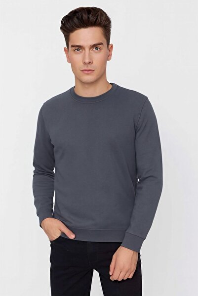 ONUR FASHİON SHOP ANTRASİT GRİ ERKEK SWEATSHİRT 3 İPLİKLİ BASİC