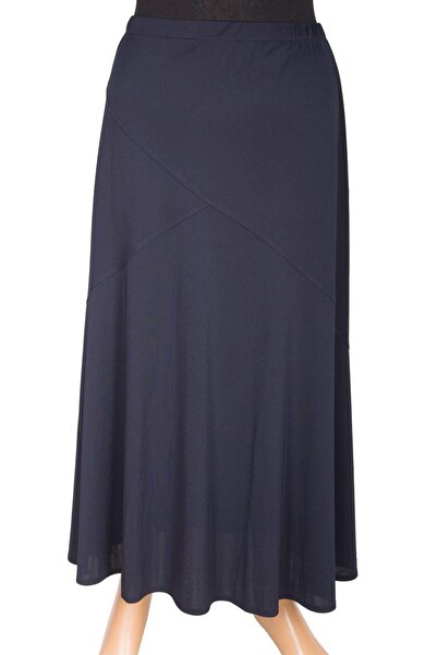 HESNA Women's Rana Cross Model Navy Blue Crepe Skirt