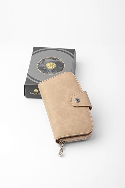 CENGİZ PAKEL Medium Size Women's Wallet - 65306 - Beige