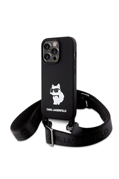 Karl Lagerfeld Silicone Crossbody Case for iPhone 15 Pro Max (KLHCP15XSCBSKNK)
