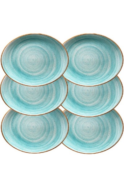 Bonna Set 6 farfurii ovale din portelan Aqua 31x24cm
