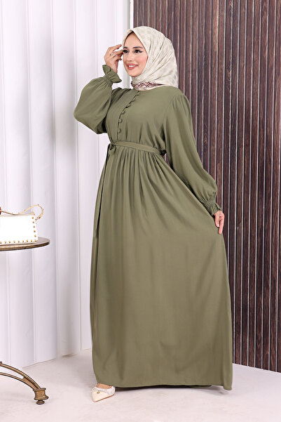 Bym Fashion Button Detail Dress 6055 Khaki