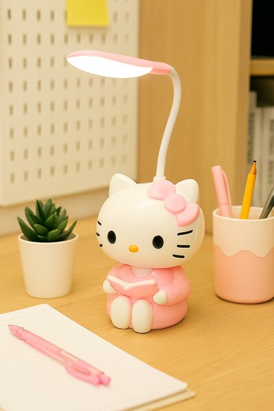 nesever store Hello Kitty Şarjlı Masa Lambası Pembe 15x9