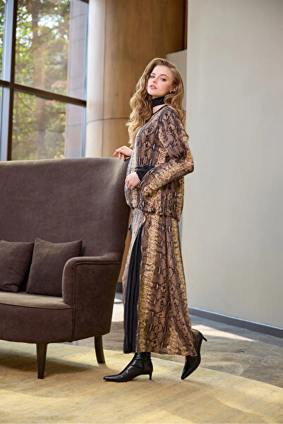 MissWhence Patterned Skirt Set Patterned Black 38003