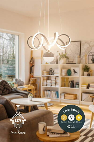 Lzy Avize Store Venezia Siyah Modern Sarkıt Led Avize Beyaz Işık Salon Mutfak...