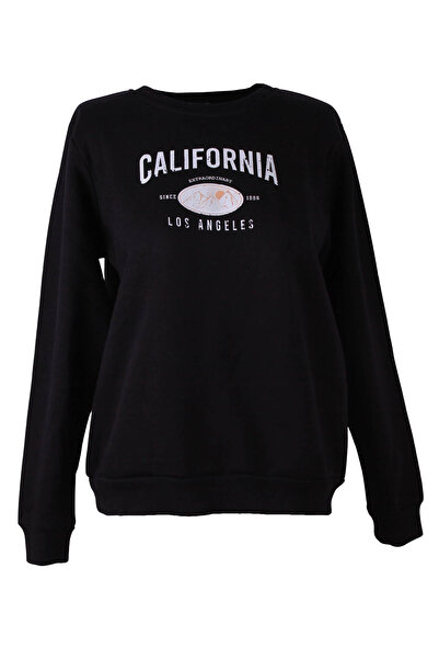 trender 26Kl71S95005 Black Women's Sweatshirt California Printed