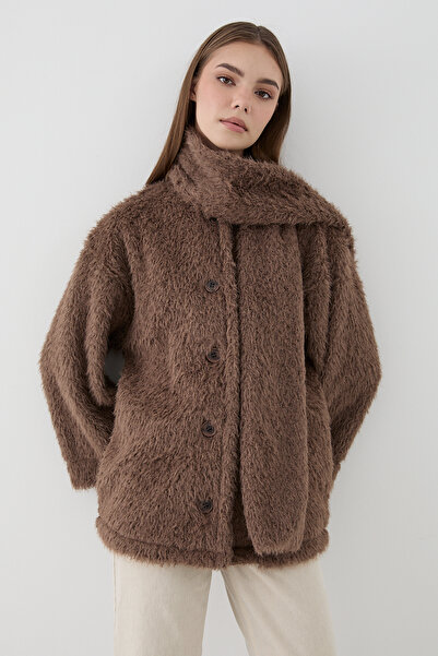 JASTE Women's Plush Shawl Collar Oversized Cardigan