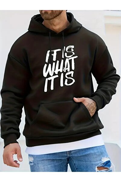 Massgai Hanorac unisex What It Is cu imprimeu Design cu glugă supradimensionat Swea tricou