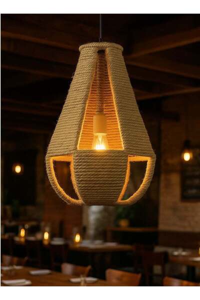 Generic Single Rustic Rope Pendant Lamp with E27 Base