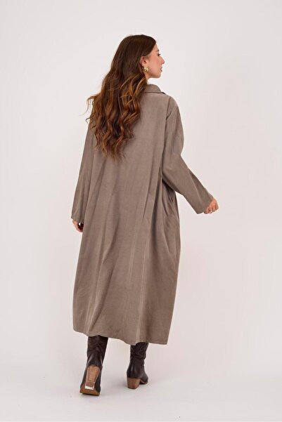 Park Moda 11429 ROCHIE DE CATIFELĂ CU DETALII DE PIELE DE CĂPĂTĂ CU FLORI LOVA