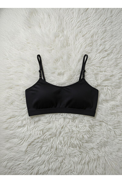 Hmd Women's Adjustable Padded String Strap Black Half Tank Top