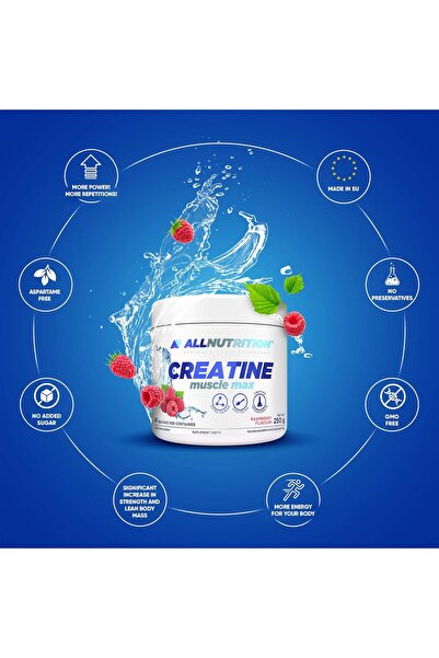 ALLNUTRİTİON Creatine Muscle Max - Creatine Monohydrate with Taurine, 250g, Raspberry