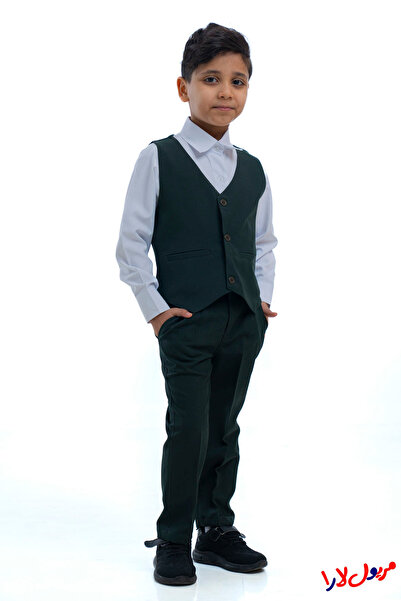 maryool lara بدلة روضة ولادي (زيتي سادة) ثلاث قطع