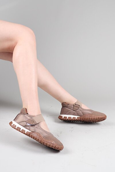 Birikon Madre Velcro Suede Paneled Parachute Ballerina Mink