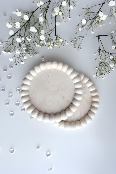 betonmall Concrete Bubble Coaster Set of 2 |   Large Size |   Marble Beige |   Handmade Decorative Coaster