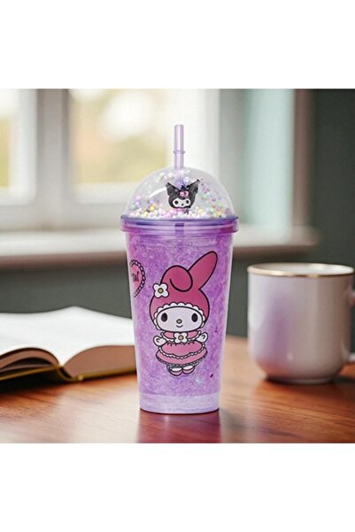 Kuzey Tacı Sevimli Sanrio Kuromi ve My Melody Simli Buz Hazneli Pipetli Suluk...
