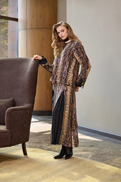 MissWhence Patterned Skirt Set Patterned Black 38003