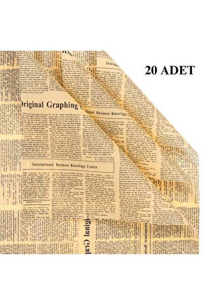 roco paper Newspaper Patterned Flower Wrapping Paper 20Pcs, Double Printing Matte Opp Gift Bouquet Paper, Kraft, 58X58 cm