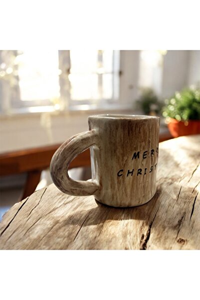 HAB TRADE Rustic Ceramic “Merry Christmas” Handmade Mug – New Year Gift Coffee Cup