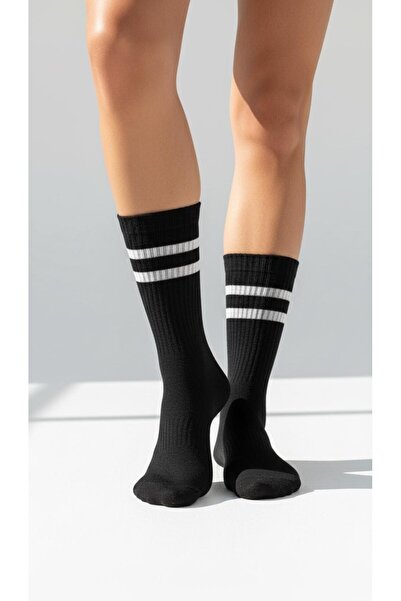 Plus Scorpion Γυναικείες κάλτσες τένις 2 τεμαχίων – Μοντέλο με ασπρόμαυρες ρίγες