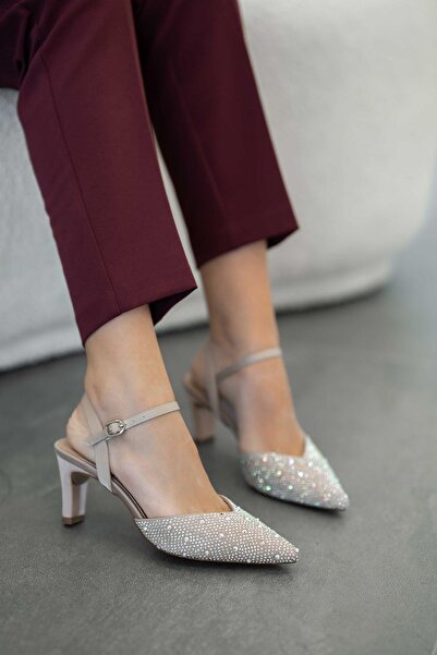 Parponi Riry women's bej heeled evening shoes with stones