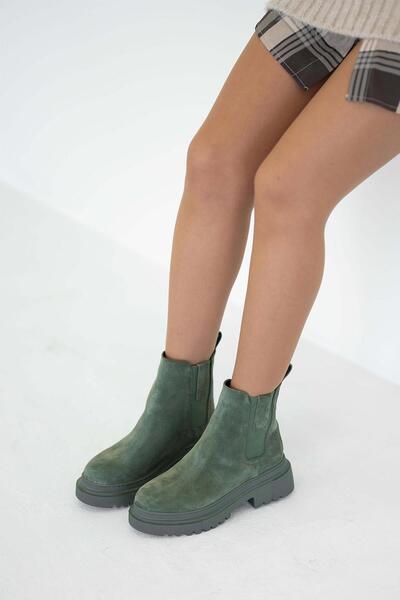 Parponi Γυναικείες μπότες από γνήσιο δέρμα σουέτ Senya Elastic Πράσινο