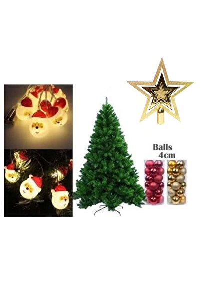 ACLIX 5 in 1 Christmas tree 150 cm, golden and red ball, star and string light