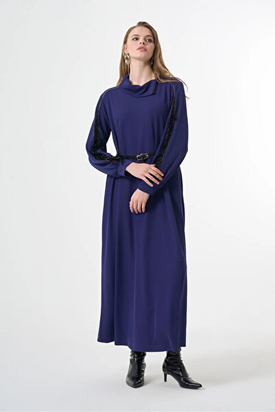 MissWhence Velvet Detailed Dress Purple 38800