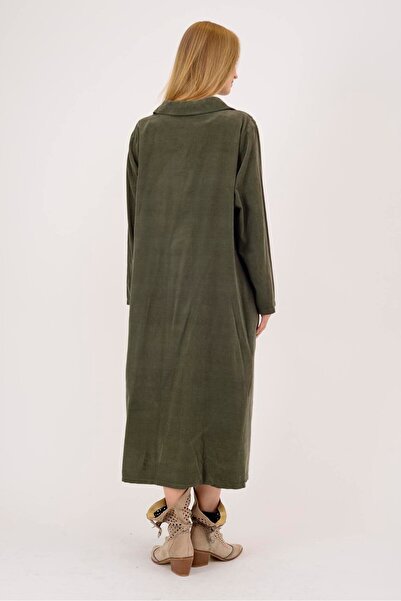 Park Moda 11429 ROCHIE DE CATIFELĂ CU DETALII DE PIELE DE CĂPĂTĂ CU FLORI LOVA