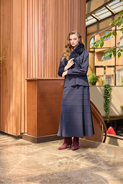 MissWhence Skirted Suit Navy Blue 38006