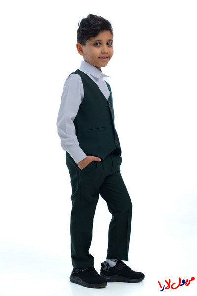 maryool lara بدلة روضة ولادي (زيتي سادة) ثلاث قطع