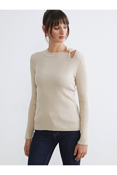 LC Waikiki Pulover tricotat pentru femei Soulife, bej, cu guler tip bicicletă...