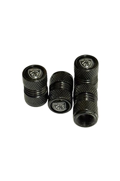 OEM Set of 4 Aluminum Valve Caps for Peugeot, Black