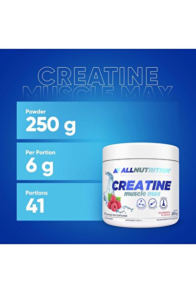ALLNUTRİTİON Creatine Muscle Max - Creatine Monohydrate with Taurine, 250g, Raspberry