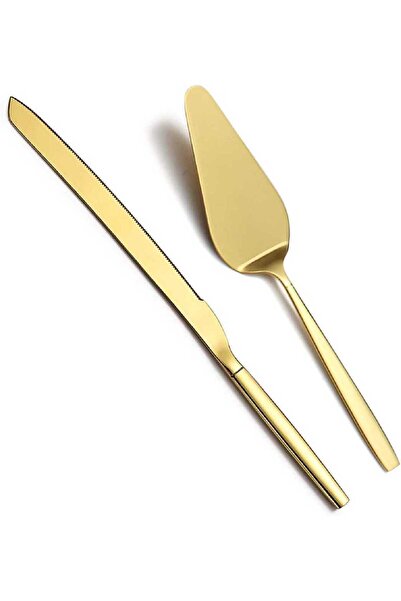 Berglander Gold Cake & Pastry Serving Set — Stainless Steel Knife and Server (2 pcs)