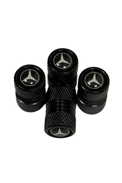 OEM Set of 4 aluminum valve caps for Mercedes, Black